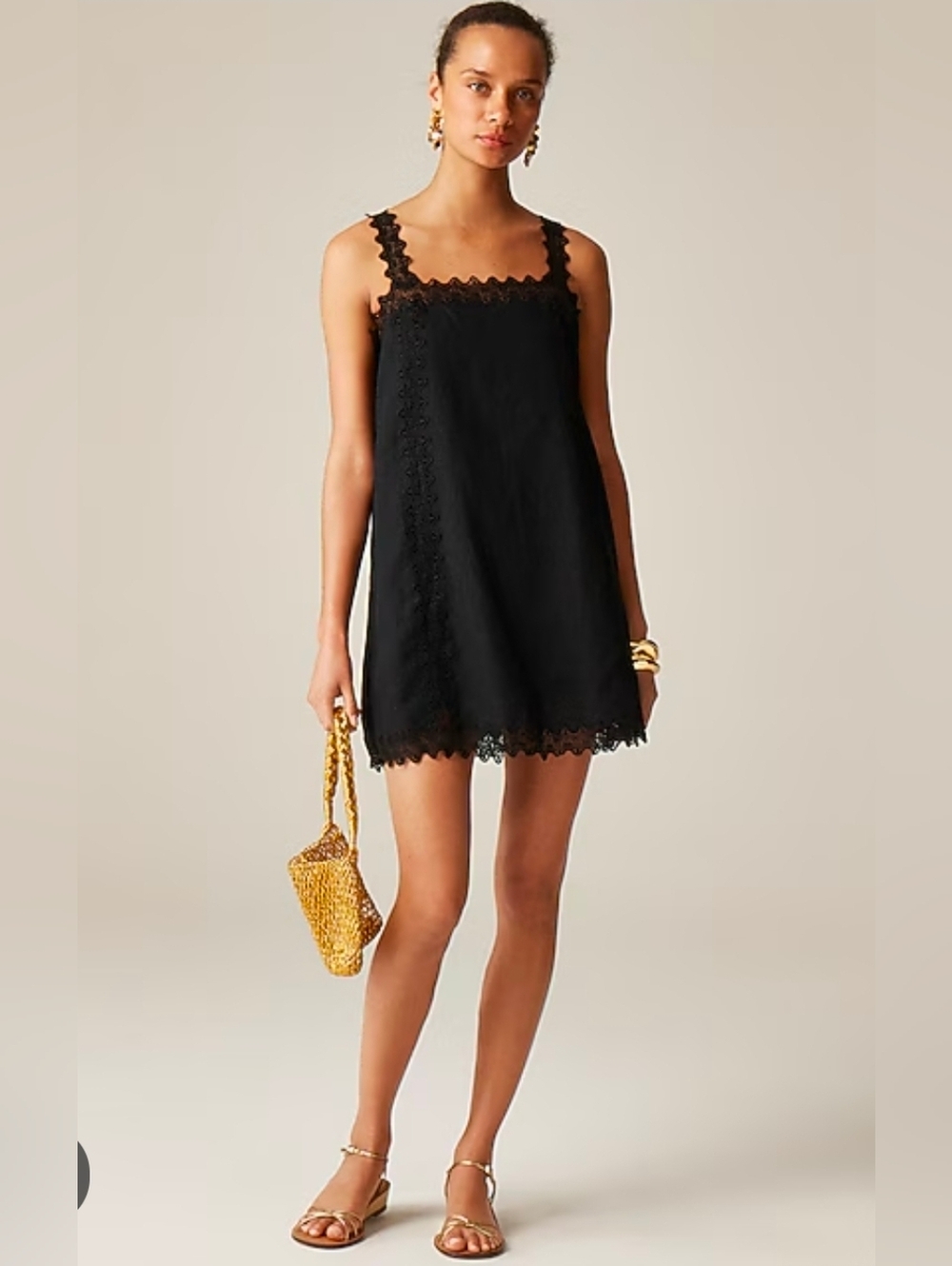 J. Crew Size 20 Black Lace-trim shift dress